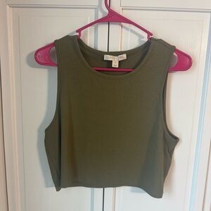 INC International Concepts Khaki Green Crop Top